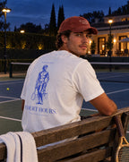 Burgundy | Lifestyle | Weekend Heir Corduroy Cap in Burgundy, on a bench by the court at dusk