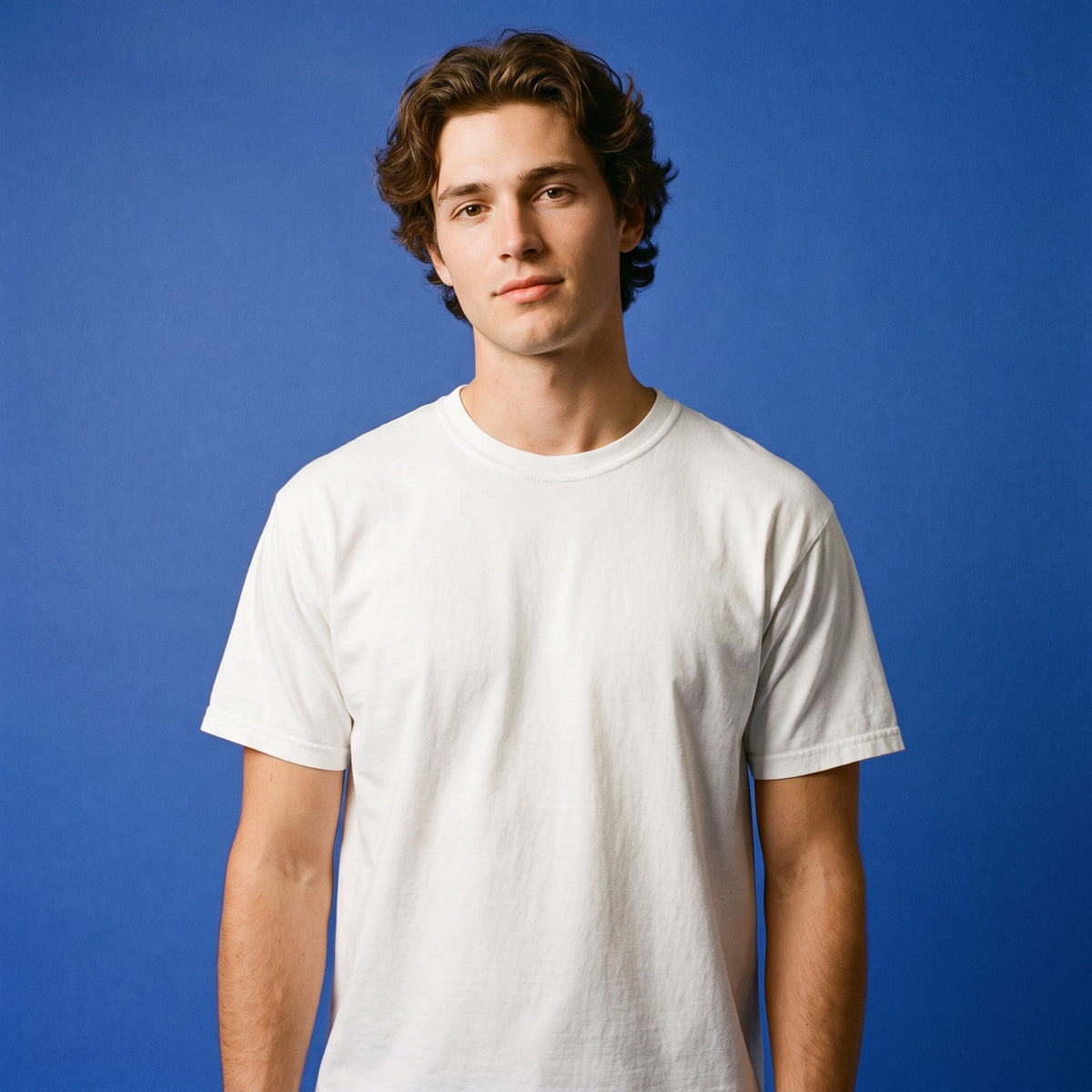 White | Model front | WEEKEND HEIR After Dinner Tee in White, worn, plain front
